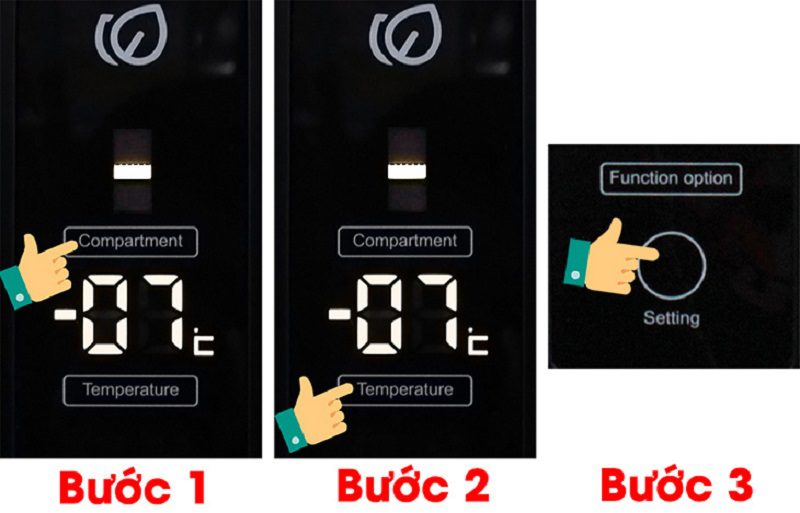 cài đặt nhiệt độ ngăn biến nhiệt tủ lạnh Aqua