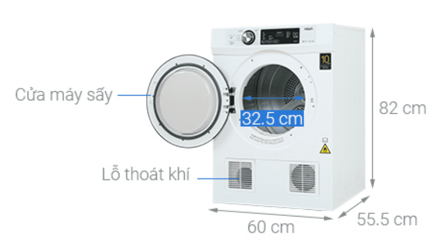 Kích thước máy sấy Aqua