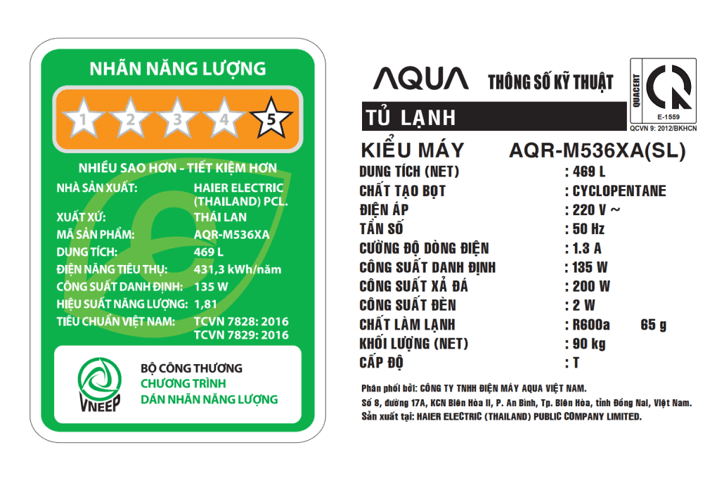 Tu Lanh Aqua Inverter 469 Lit Multi Door Aqr M536xa Sl 6