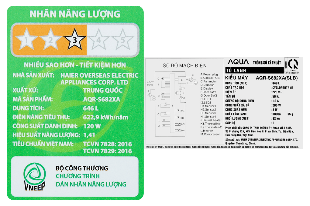 Tu Lanh Aqua Inverter 646 Lit Aqr S682xa Slb 18