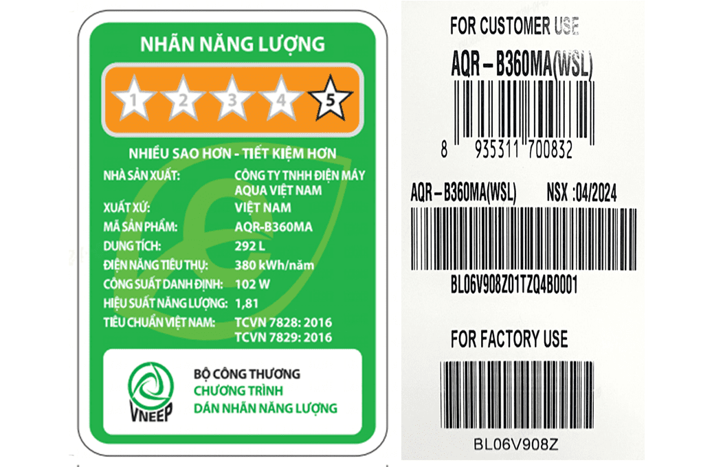 Tủ lạnh Aqua Inverter 292 lít AQR-B360MA(WSL)