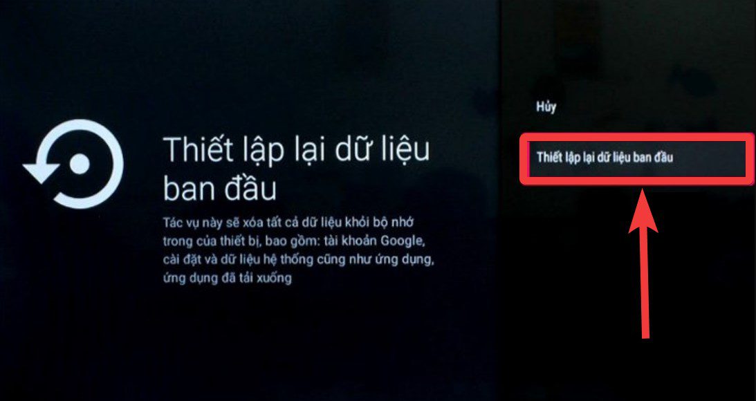 Tiến hành reset tivi Aqua