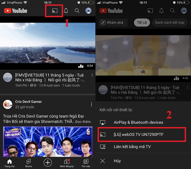 kết nối điện thoại lên tivi Aqua bằng ChromeCast