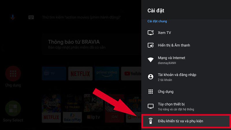Tìm và chọn Điều khiển từ xa và phụ kiện.