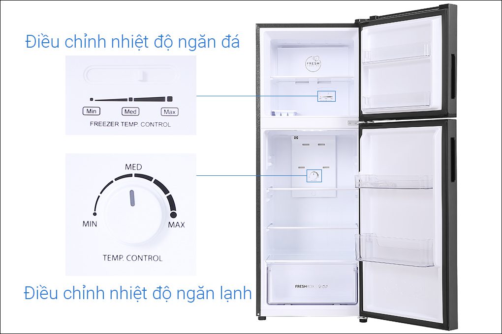 cách chỉnh nhiệt độ tủ lạnh Aqua 2 cánh có núm vặn