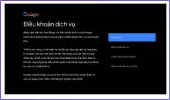 Chấp nhận điều điều khoản dịch vụ Google
