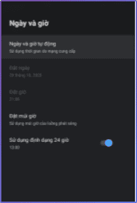 Cài đặt ngày và giờ