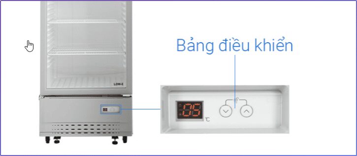 Bảng điều khiển ở vị trí góc dưới bên phải tủ mát Aqua 